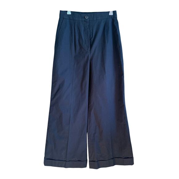 ALE Paris | Bespoke Ultra Wide Leg High Waist Cotton Cuffed Trousers | Size 6 - Picture 3 of 7